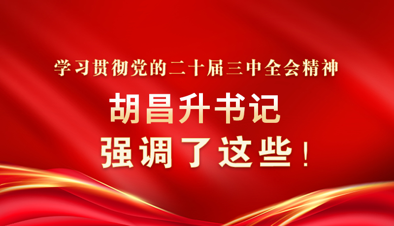 圖解|學(xué)習(xí)貫徹黨的二十屆三中全會(huì)精神 胡昌升書(shū)記強(qiáng)調(diào)了這些！